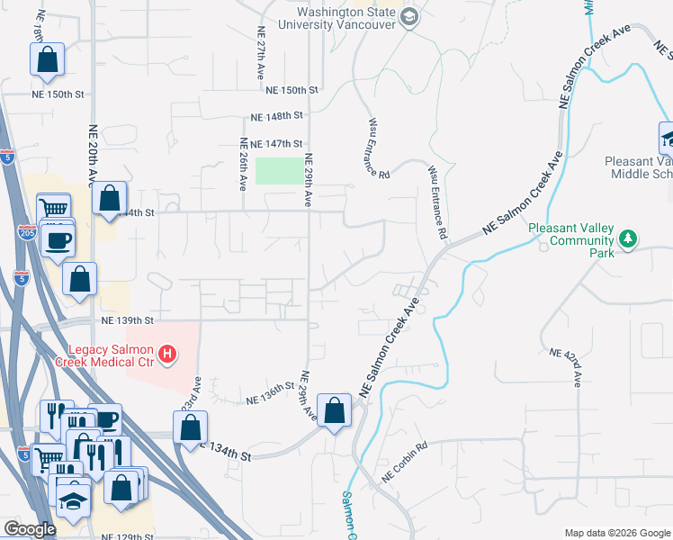 map of restaurants, bars, coffee shops, grocery stores, and more near 3012 Northeast 141st Street in Vancouver