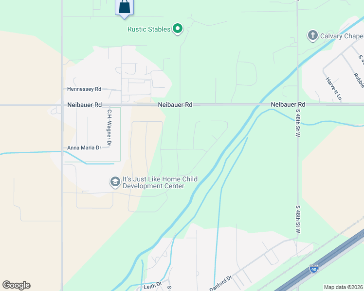 map of restaurants, bars, coffee shops, grocery stores, and more near 5166 Neibauer Road in Billings