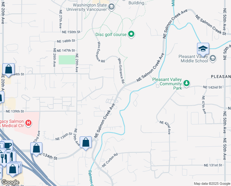 map of restaurants, bars, coffee shops, grocery stores, and more near 14017 Northeast Salmon Creek Avenue in Vancouver