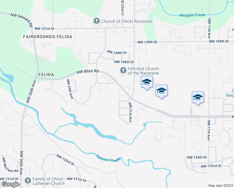map of restaurants, bars, coffee shops, grocery stores, and more near 2319 Northwest 143rd Street in Vancouver