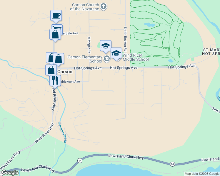 map of restaurants, bars, coffee shops, grocery stores, and more near 241 Old Airport Road in Carson
