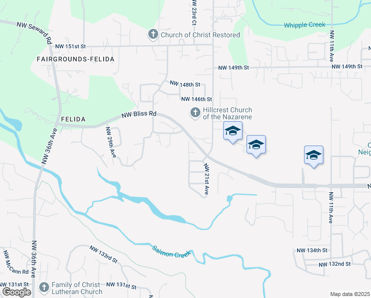 map of restaurants, bars, coffee shops, grocery stores, and more near 2319 Northwest 143rd Street in Vancouver