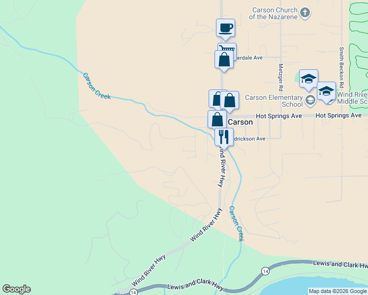 map of restaurants, bars, coffee shops, grocery stores, and more near 182 Carson Creek Road in Carson