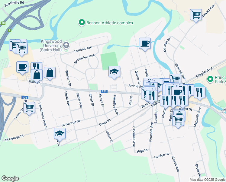 map of restaurants, bars, coffee shops, grocery stores, and more near 25 Duke Street in Sussex