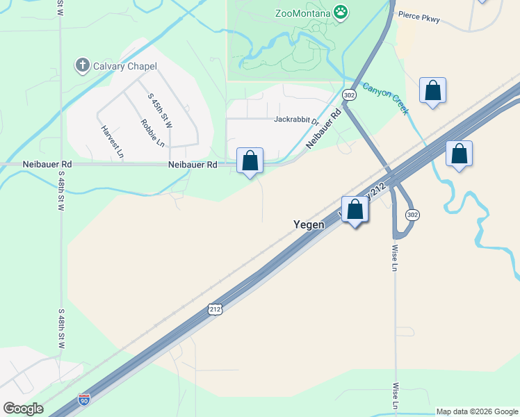 map of restaurants, bars, coffee shops, grocery stores, and more near 4350 Neibauer Road in Billings