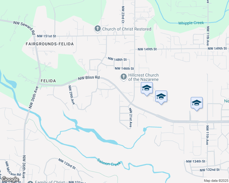 map of restaurants, bars, coffee shops, grocery stores, and more near 2319 Northwest 143rd Street in Vancouver
