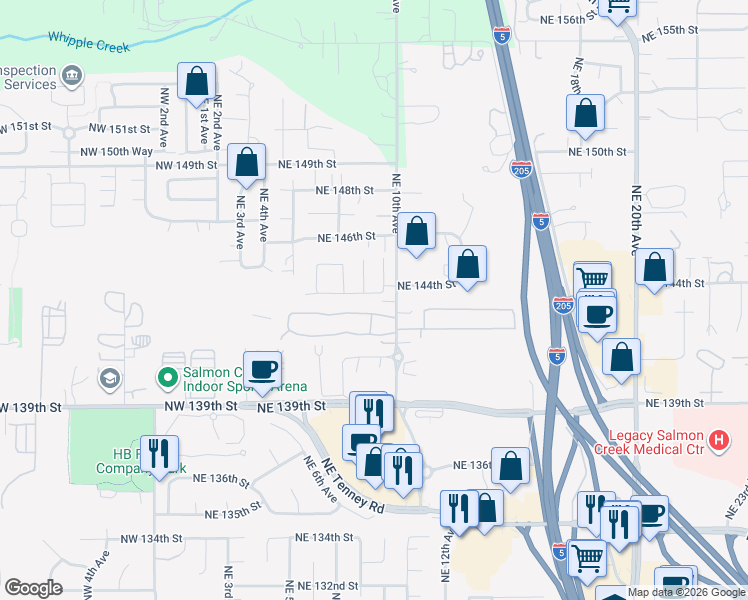 map of restaurants, bars, coffee shops, grocery stores, and more near 809 Northeast 143rd Street in Vancouver
