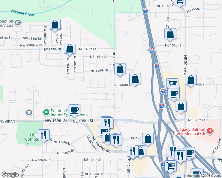 map of restaurants, bars, coffee shops, grocery stores, and more near 809 Northeast 143rd Street in Vancouver