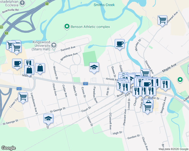 map of restaurants, bars, coffee shops, grocery stores, and more near 25 Duke Street in Sussex