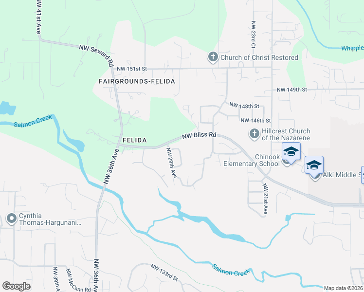 map of restaurants, bars, coffee shops, grocery stores, and more near 2802 Northwest 143rd Way in Vancouver