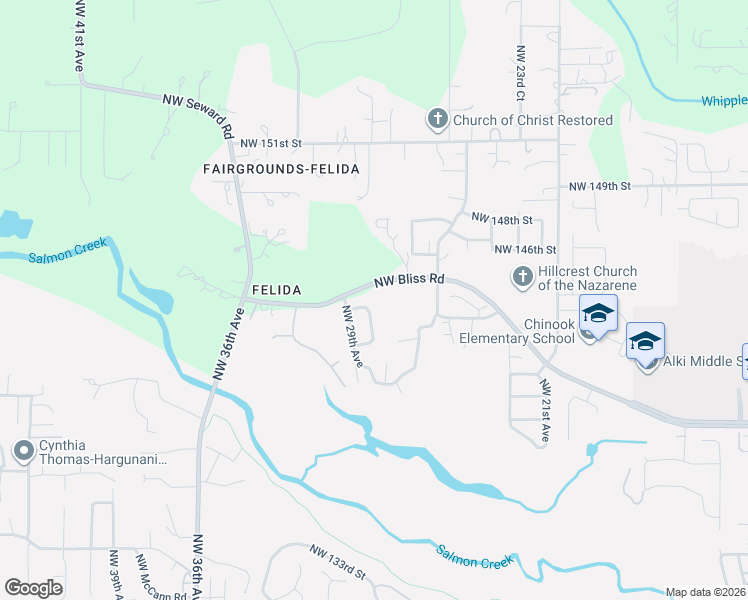 map of restaurants, bars, coffee shops, grocery stores, and more near 2802 Northwest 143rd Way in Vancouver