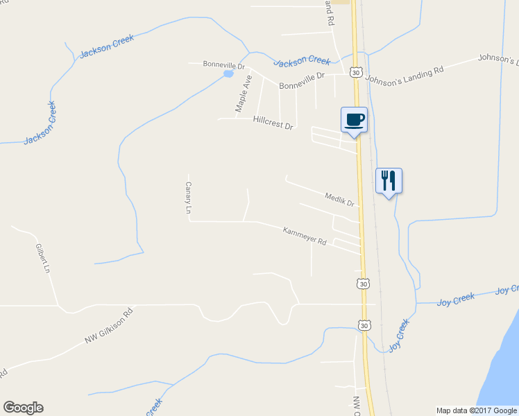 map of restaurants, bars, coffee shops, grocery stores, and more near 33281 Kammeyer Road in Scappoose