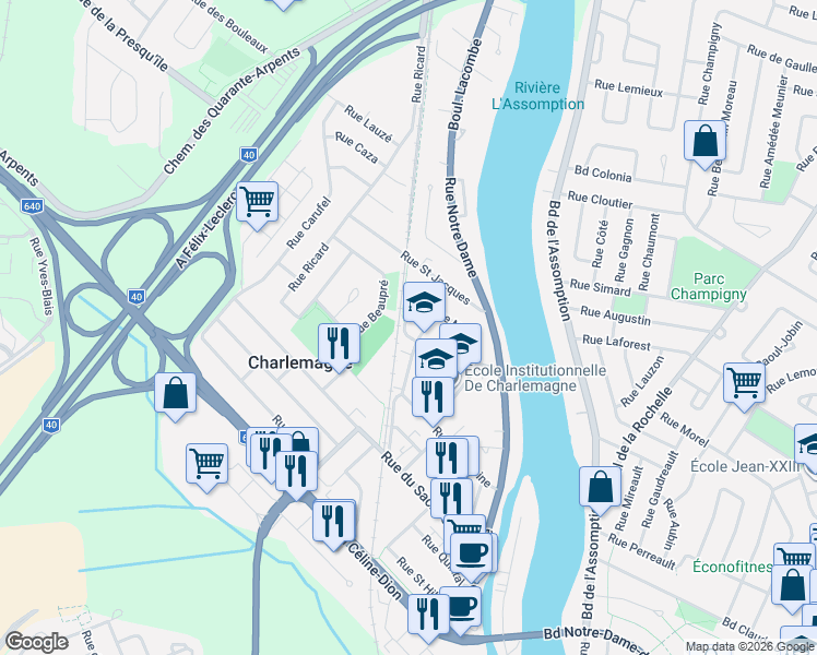 map of restaurants, bars, coffee shops, grocery stores, and more near 14 Hainault in Charlemagne