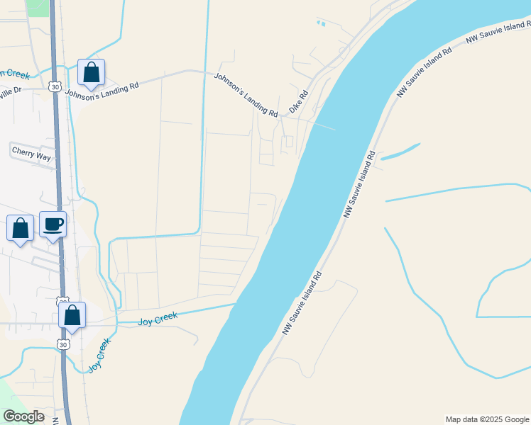 map of restaurants, bars, coffee shops, grocery stores, and more near 50350 Cowens Road in Scappoose