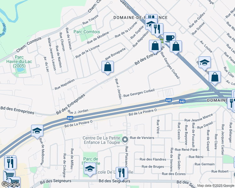 map of restaurants, bars, coffee shops, grocery stores, and more near 3380 Rue Jacob Jordan in Terrebonne