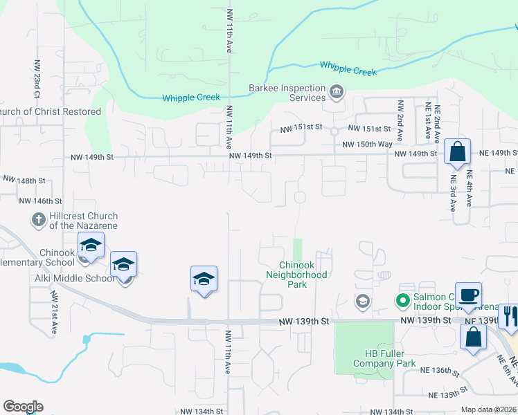 map of restaurants, bars, coffee shops, grocery stores, and more near 913 Northwest 146th Street in Vancouver