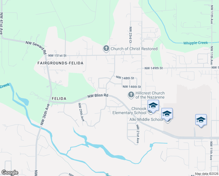 map of restaurants, bars, coffee shops, grocery stores, and more near 14601 Northwest 26th Avenue in Vancouver