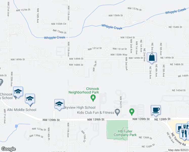 map of restaurants, bars, coffee shops, grocery stores, and more near 13711 Northwest 7th Place in Vancouver