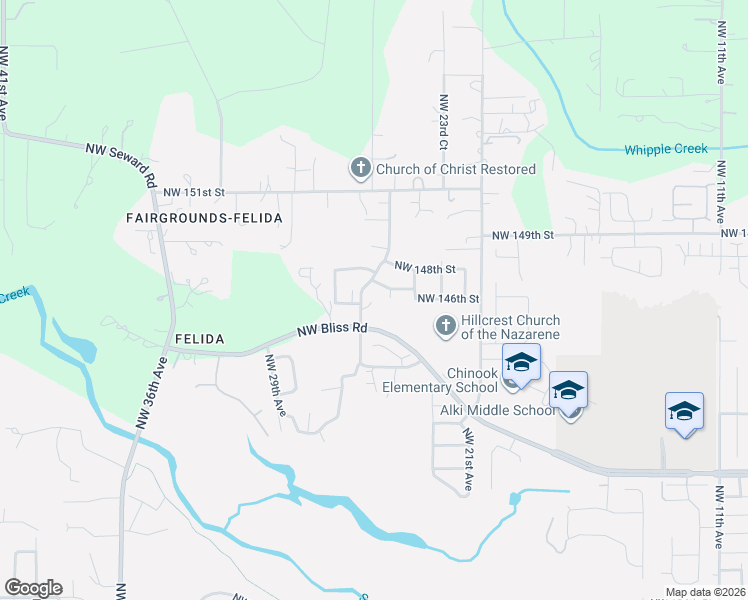 map of restaurants, bars, coffee shops, grocery stores, and more near 14601 Northwest 26th Avenue in Vancouver