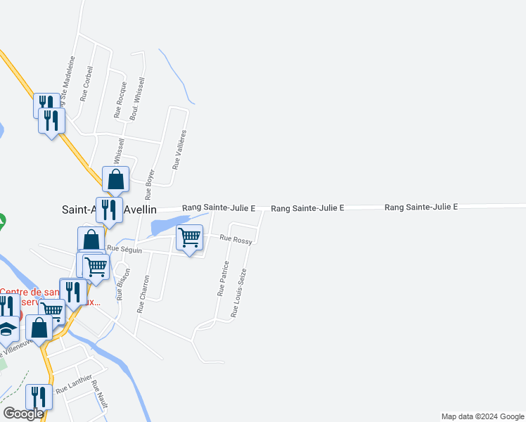 map of restaurants, bars, coffee shops, grocery stores, and more near 371 Rue Rossy in Saint-André-Avellin