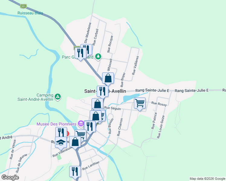 map of restaurants, bars, coffee shops, grocery stores, and more near 7 Rue Sainte Julie Est in Saint-André-Avellin