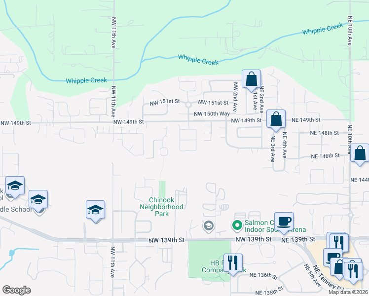 map of restaurants, bars, coffee shops, grocery stores, and more near 516 Northwest 146th Way in Vancouver