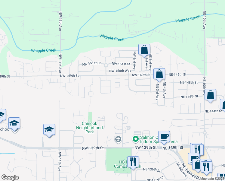 map of restaurants, bars, coffee shops, grocery stores, and more near 14611 Northwest 5th Avenue in Vancouver