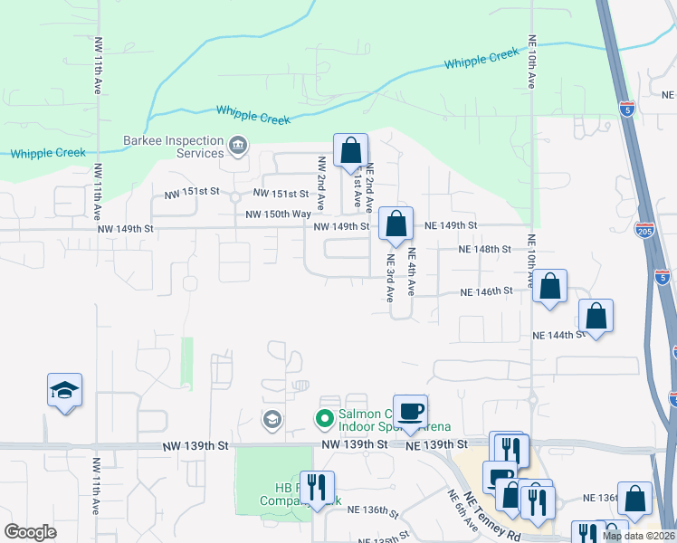 map of restaurants, bars, coffee shops, grocery stores, and more near 202 Northwest 146th Street in Vancouver