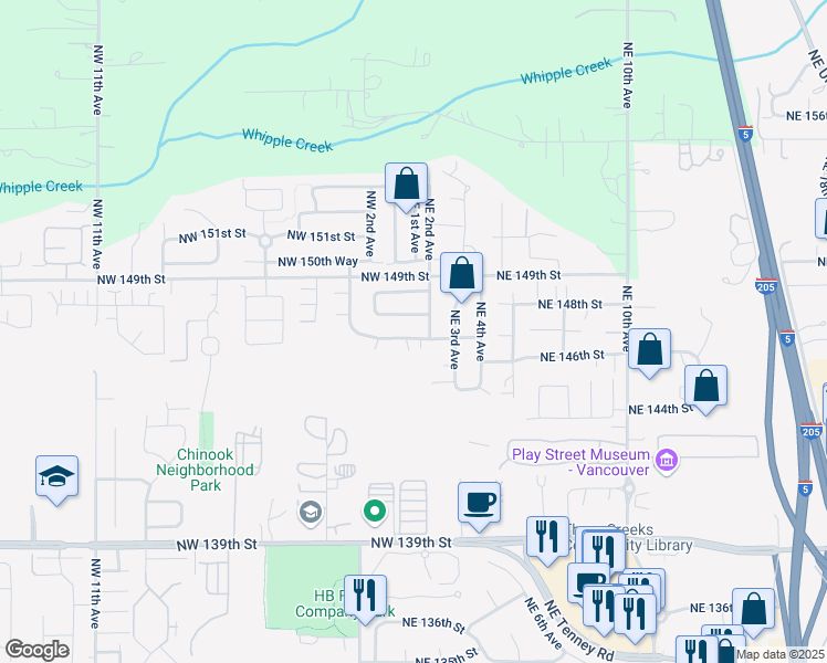 map of restaurants, bars, coffee shops, grocery stores, and more near 108 Northeast 146th Street in Vancouver