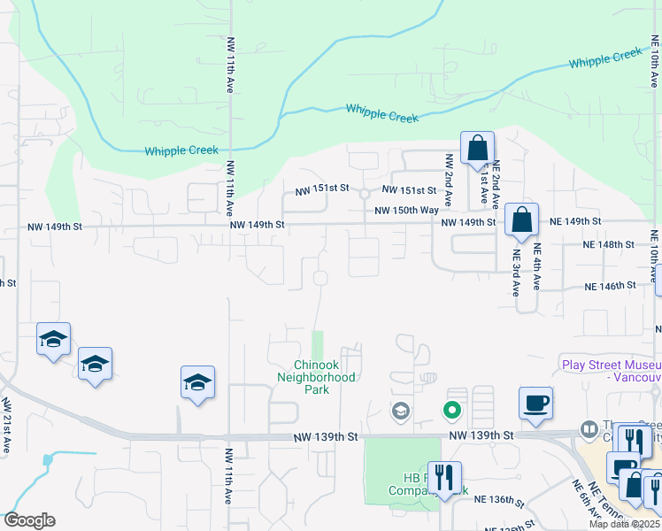 map of restaurants, bars, coffee shops, grocery stores, and more near 14605 Northwest 7th Place in Vancouver