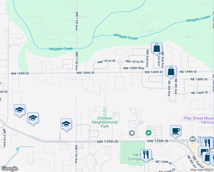 map of restaurants, bars, coffee shops, grocery stores, and more near 14605 Northwest 7th Place in Vancouver