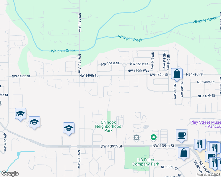 map of restaurants, bars, coffee shops, grocery stores, and more near 14605 Northwest 7th Place in Vancouver