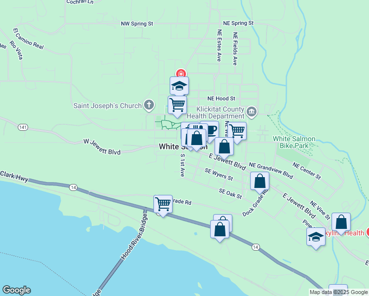 map of restaurants, bars, coffee shops, grocery stores, and more near in White Salmon