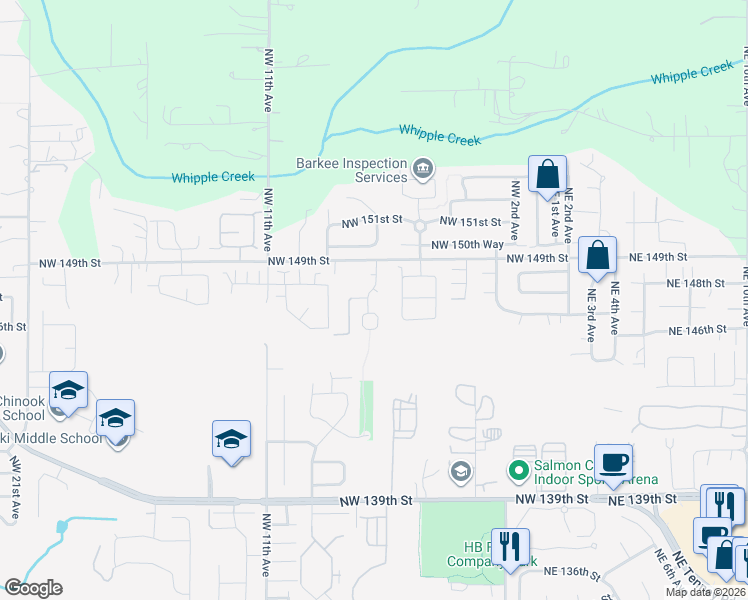 map of restaurants, bars, coffee shops, grocery stores, and more near 14605 Northwest 7th Place in Vancouver