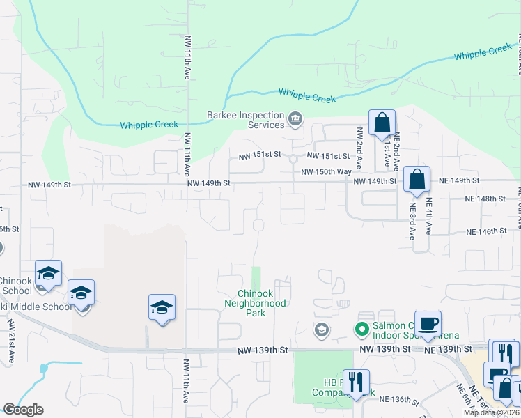 map of restaurants, bars, coffee shops, grocery stores, and more near 14605 Northwest 7th Place in Vancouver