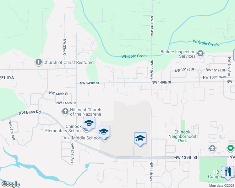 map of restaurants, bars, coffee shops, grocery stores, and more near 1409 Northwest 146th Street in Vancouver