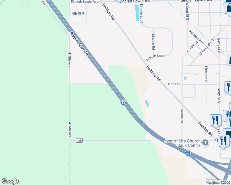 map of restaurants, bars, coffee shops, grocery stores, and more near in Sauk Centre