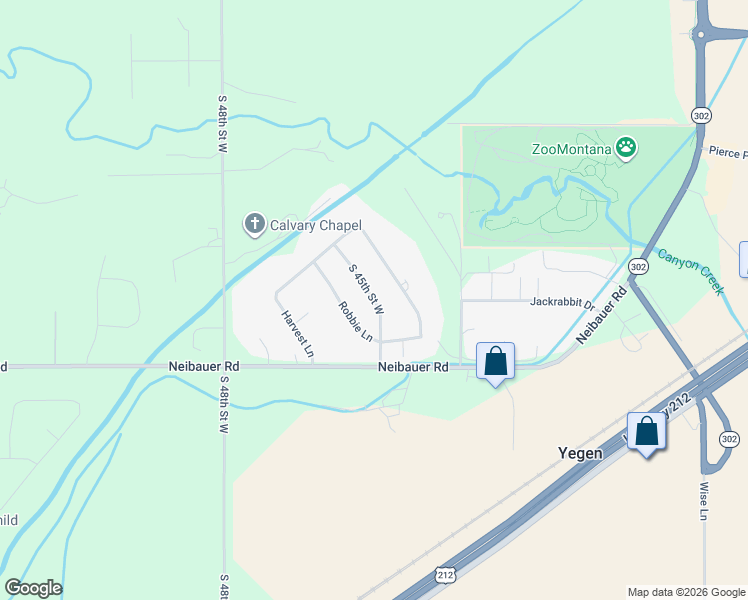map of restaurants, bars, coffee shops, grocery stores, and more near 2308 South 45th Street West in Billings