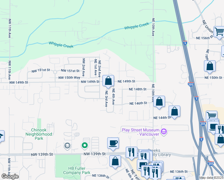 map of restaurants, bars, coffee shops, grocery stores, and more near 14706 Northeast 4th Avenue in Vancouver