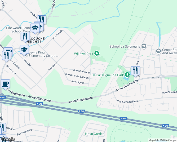 map of restaurants, bars, coffee shops, grocery stores, and more near 2019 Rue Chartrand in Mascouche