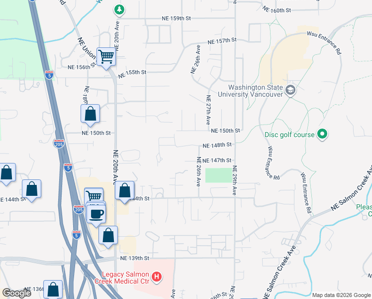 map of restaurants, bars, coffee shops, grocery stores, and more near 2417 Northeast 148th Street in Vancouver