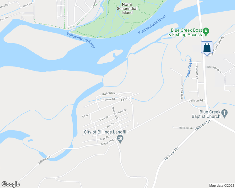 map of restaurants, bars, coffee shops, grocery stores, and more near Richard Street in Billings