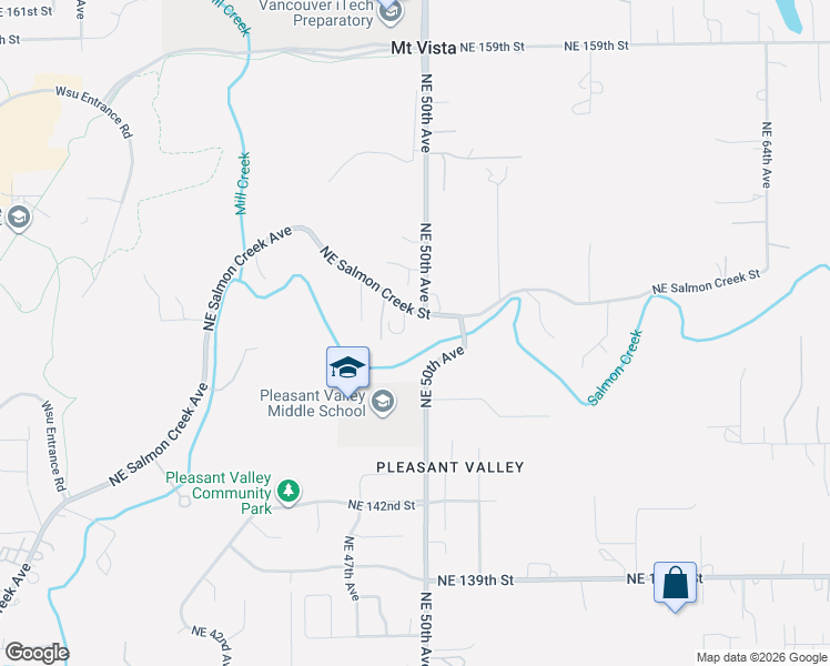 map of restaurants, bars, coffee shops, grocery stores, and more near 4911 Northeast Salmon Creek Street in Vancouver