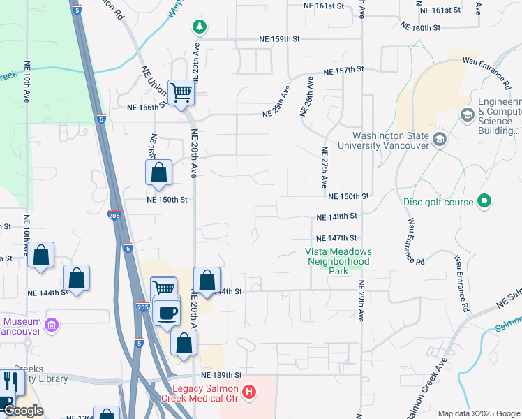 map of restaurants, bars, coffee shops, grocery stores, and more near 2311 Northeast 149th Street in Vancouver
