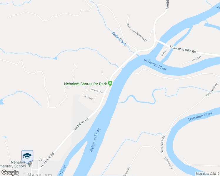 map of restaurants, bars, coffee shops, grocery stores, and more near 37395 Northfork Road in Nehalem