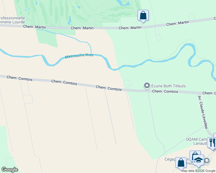 map of restaurants, bars, coffee shops, grocery stores, and more near 2185 Chemin Comtois in Terrebonne