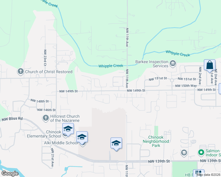 map of restaurants, bars, coffee shops, grocery stores, and more near 1319 Northwest 150th Circle in Vancouver