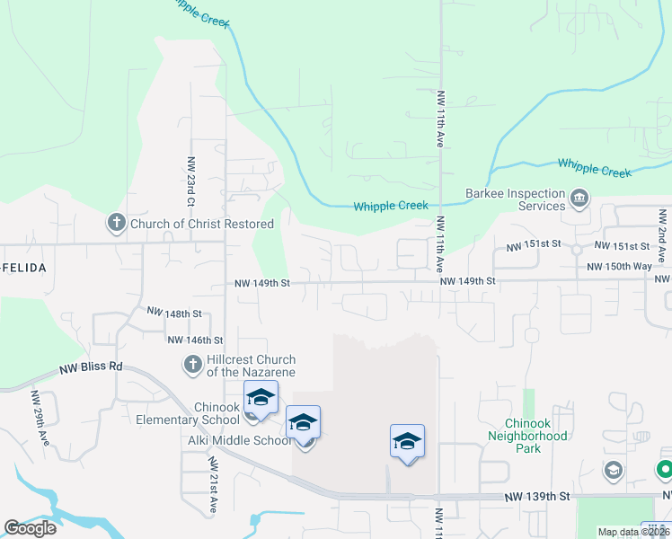 map of restaurants, bars, coffee shops, grocery stores, and more near 1409 Northwest 150th Street in Vancouver