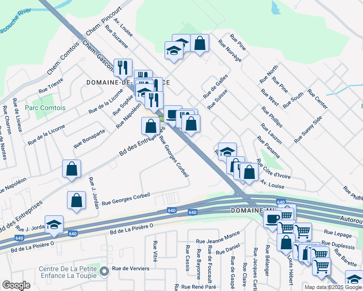 map of restaurants, bars, coffee shops, grocery stores, and more near 3800 Rue Pascal Gagnon in Terrebonne