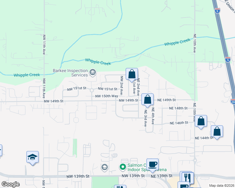 map of restaurants, bars, coffee shops, grocery stores, and more near 207 Northwest 150th Way in Vancouver